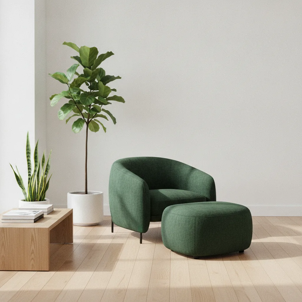 Een rustige werkplek met een notitieboek, plant en glas water